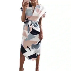 Abstract Print Midi Dress